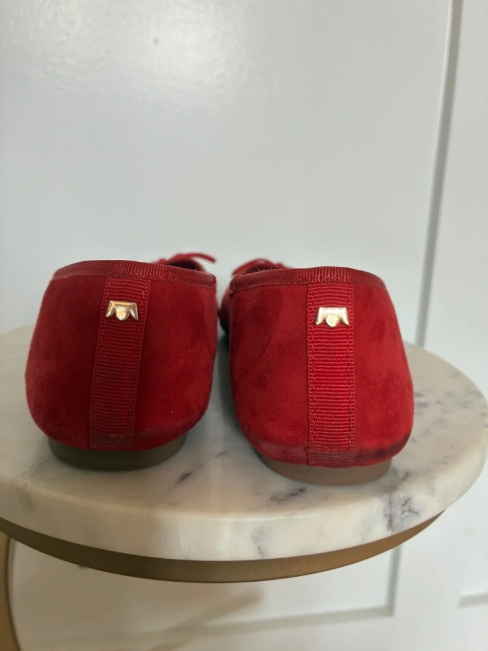 Birdies Hummingbird red suede ballet flats
